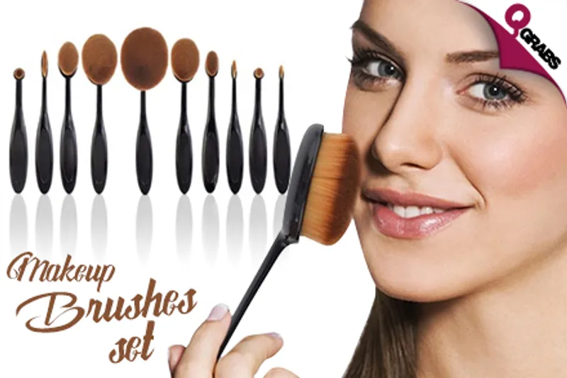 From QR99 Get that Perfect Look with a Set of Ten Trendy Oval Makeup Brushes! (QR398 Value)